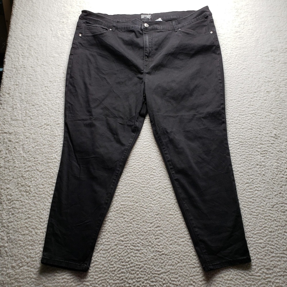 Terra & Sky Jeans Womens 26W Petite Black Dark Wash Skinny Denim Pants